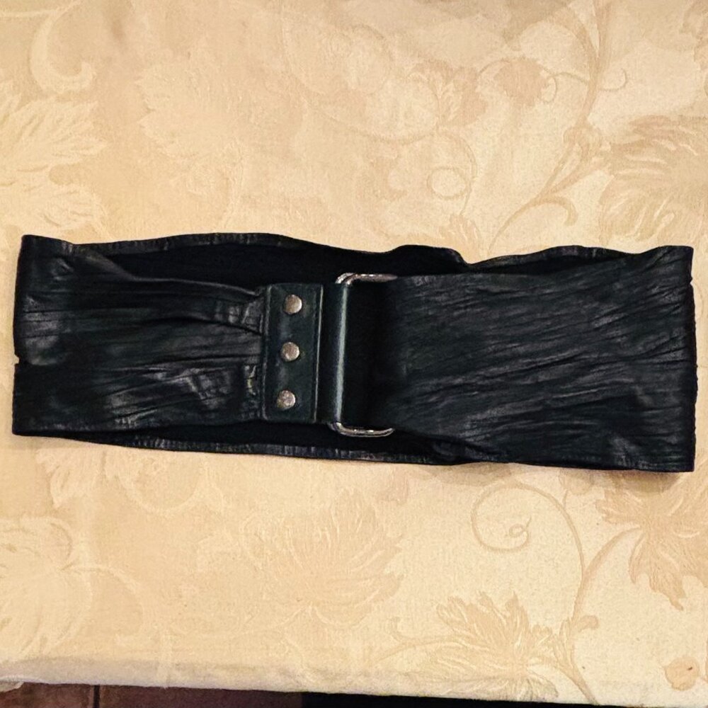 Black Pressed Leather Adjustable Belt